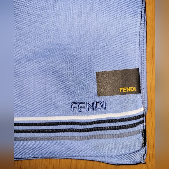 FENDI Vintage Light Blue Handkerchief and box - Picture 5 of 8